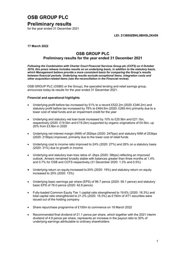 Thumbnail OSB Group Plc Financial Report 2021
