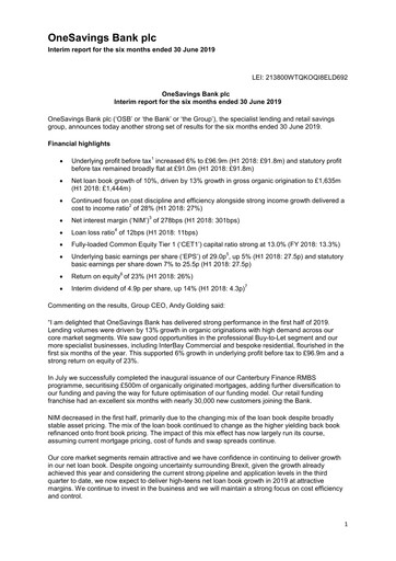 Thumbnail OSB Group Plc Half-year Report 2019-h1