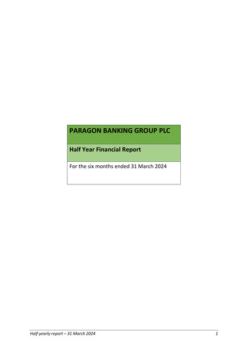 Miniature Paragon Banking Group Rapport semestriel 2024-h1