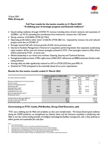 Thumbnail Mitie Group PLC Financial Report 2021