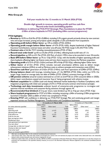 Thumbnail Mitie Group PLC Financial Report 2026