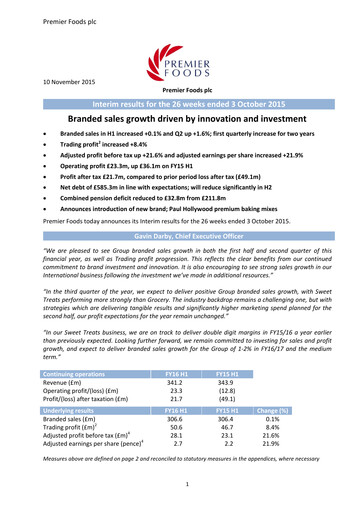 Thumbnail Premier Foods Half-year Report 2015-h1