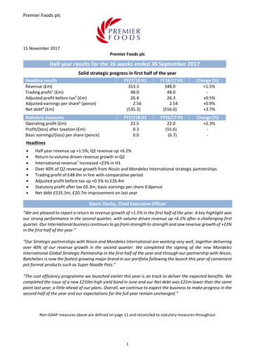 Thumbnail Premier Foods Half-year Report 2017-h1