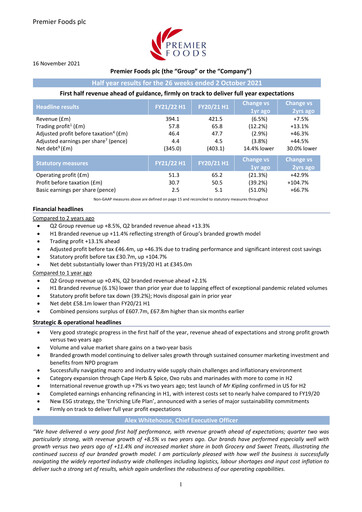 Thumbnail Premier Foods Half-year Report 2021-h1