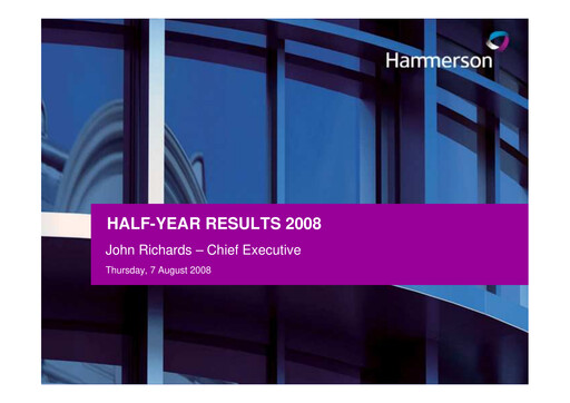 Thumbnail Hammerson Plc Half-year Report 2008-h1