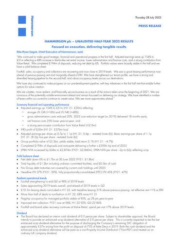 Thumbnail Hammerson Plc Half-year Report 2022-h1
