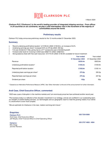 Thumbnail Clarkson PLC Financial Report 2023