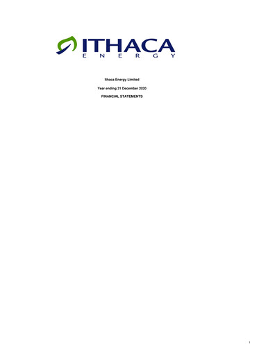 Thumbnail Ithaca Energy Financial Statement 2020