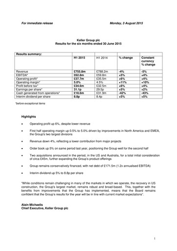 Thumbnail Keller Group Half-year Report 2015-h1