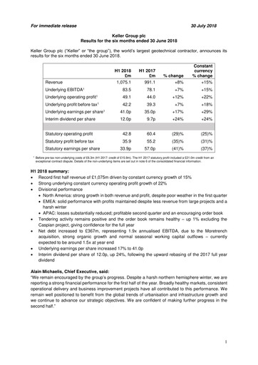Thumbnail Keller Group Half-year Report 2018-h1