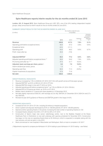 Thumbnail Spire Healthcare Group Half-year Report 2015-h1