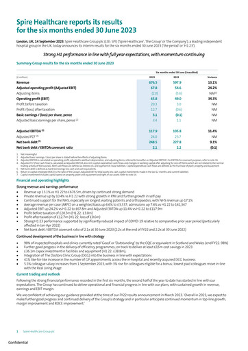 Thumbnail Spire Healthcare Group Half-year Report 2023-h1