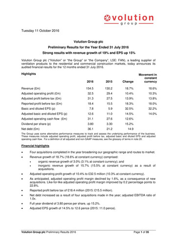 Thumbnail Volution Group Financial Report 2016