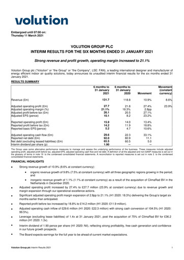 Miniature Volution Group Rapport semestriel 2021-h1