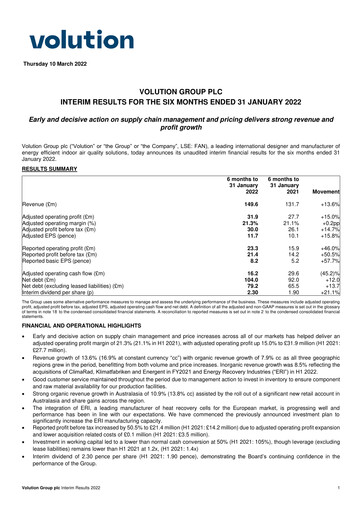 Miniature Volution Group Rapport semestriel 2022-h1