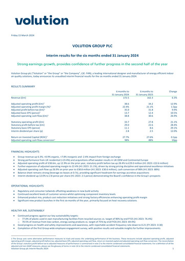 Miniature Volution Group Rapport semestriel 2024-h1