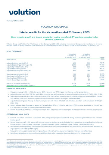 Miniature Volution Group Rapport semestriel 2025-h1