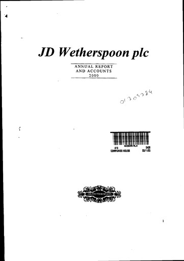 Thumbnail J D Wetherspoon Annual Report 2000