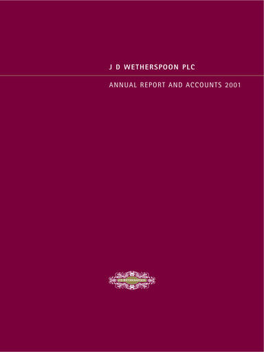 Thumbnail J D Wetherspoon Annual Report 2001
