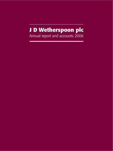 Thumbnail J D Wetherspoon Annual Report 2006
