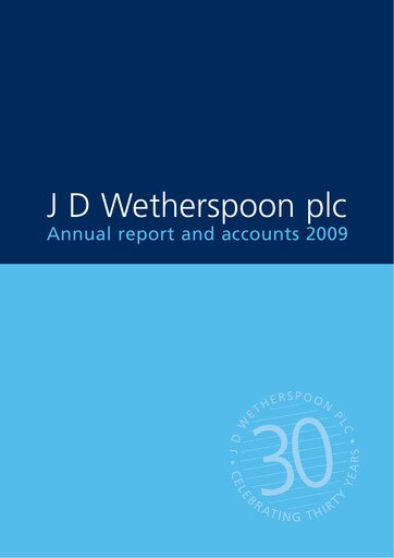Thumbnail J D Wetherspoon Annual Report 2009