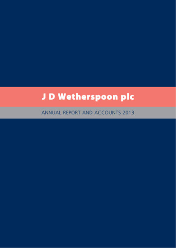 Thumbnail J D Wetherspoon Annual Report 2013