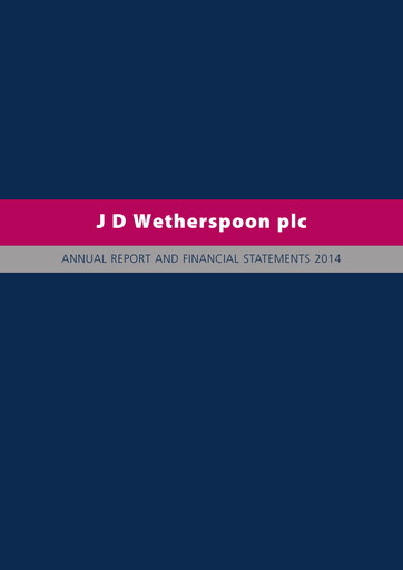 Thumbnail J D Wetherspoon Annual Report 2014