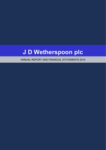 Thumbnail J D Wetherspoon Annual Report 2016