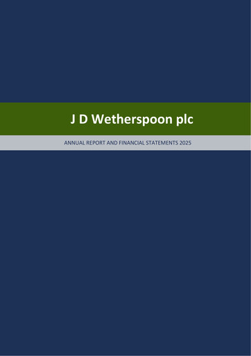Thumbnail J D Wetherspoon Annual Report 2025