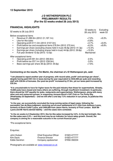 Thumbnail J D Wetherspoon Financial Report 2013