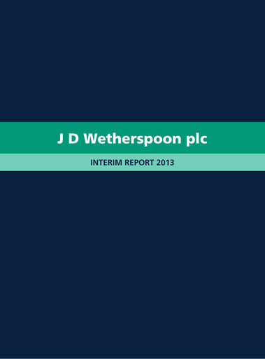Thumbnail J D Wetherspoon Half-year Report 2013