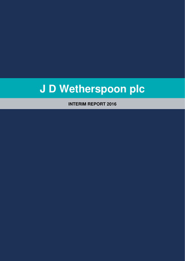 Thumbnail J D Wetherspoon Half-year Report 2016