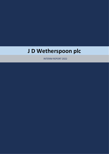 Thumbnail J D Wetherspoon Half-year Report 2022
