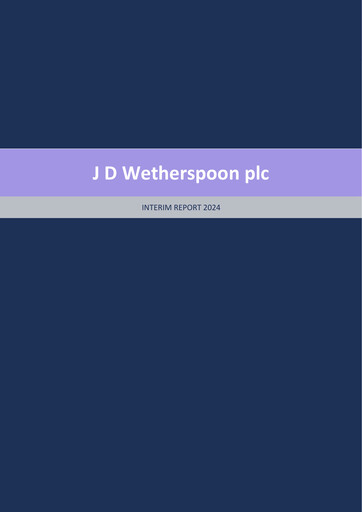 Thumbnail J D Wetherspoon Half-year Report 2024