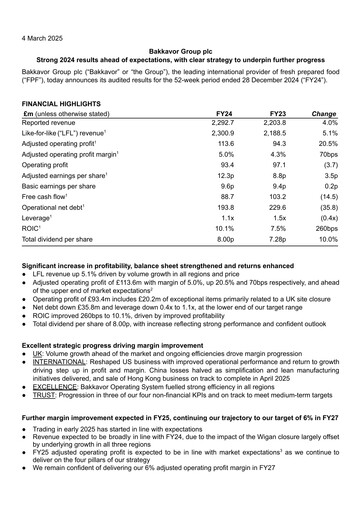 Vorschaubild Bakkavor Group Finanzbericht 2024