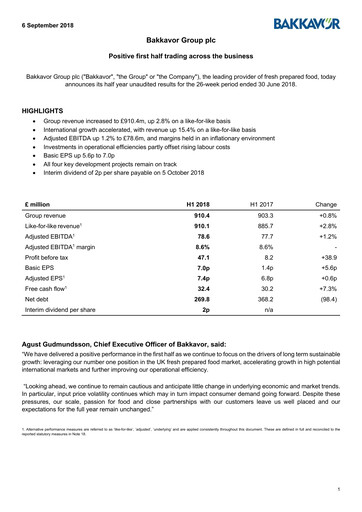 Thumbnail Bakkavor Group Half-year Report 2018-h1