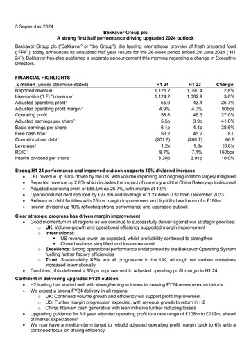 Thumbnail Bakkavor Group Half-year Report 2024-h1