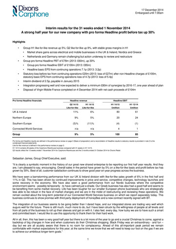 Thumbnail Currys plc Half-year Report 2014-2015