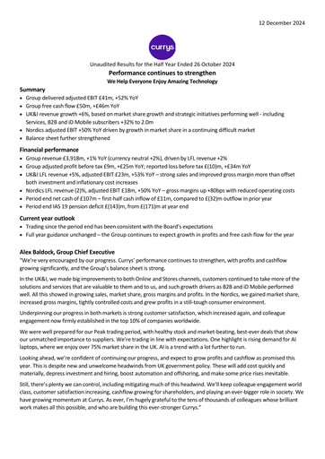 Thumbnail Currys plc Half-year Report 2024-2025