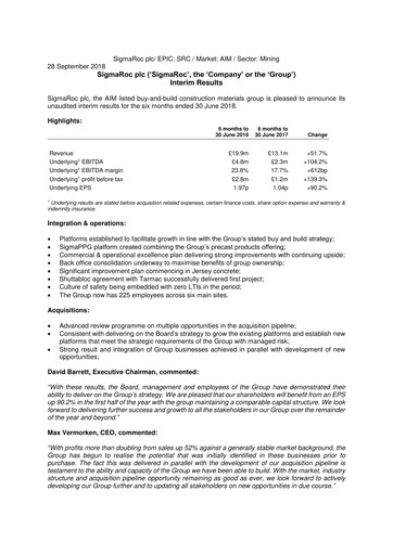 Vorschaubild SigmaRoc plc Halbjahresbericht 2018-h1