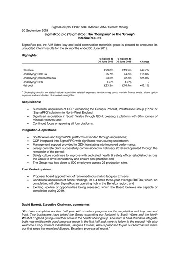 Vorschaubild SigmaRoc plc Halbjahresbericht 2019-h1