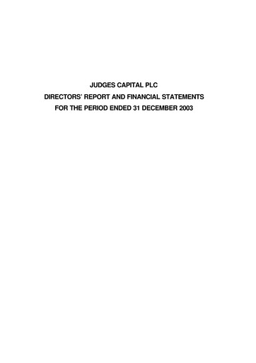 Thumbnail Judges Scientific plc Financial Statement 2003