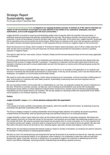 Thumbnail Judges Scientific plc Sustainability Report 2022
