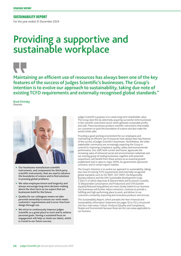 Miniature Judges Scientific plc Rapport de durabilité 2024