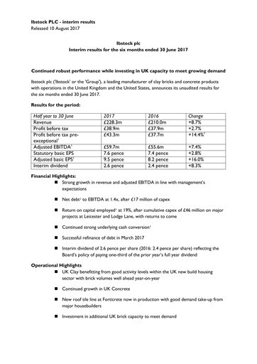 Thumbnail Ibstock plc Half-year Report 2017-h1