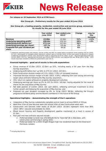 Thumbnail Kier Group Financial Report 2014