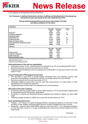 Thumbnail Kier Group Financial Report 2018