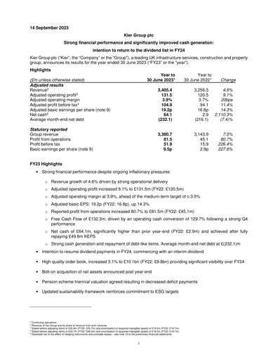 Thumbnail Kier Group Financial Report 2023