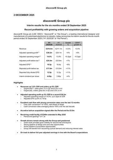 Thumbnail discoverIE Group plc Half-year Report 2026-h1