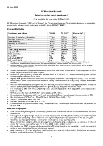 Thumbnail XPS Pensions Group Financial Report 2023